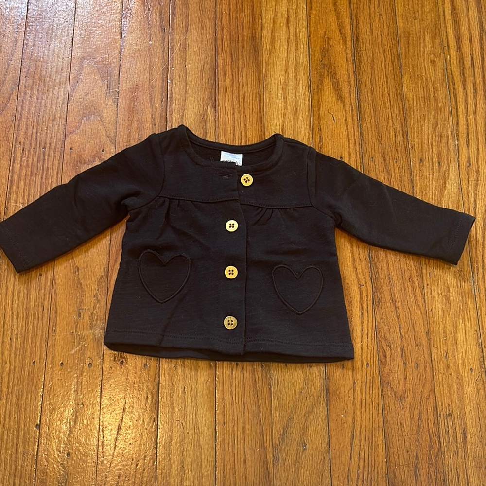 Black with gold button newborn cardigan